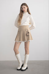 lace up ribbon turtle knit