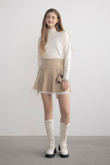 lace up ribbon turtle knit