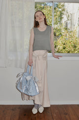 waist sleeve satin skirt