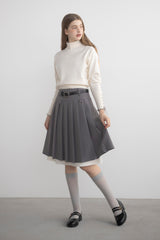 layered medium pleats skirt