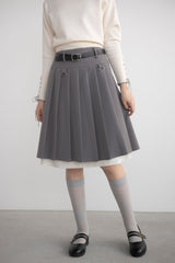 layered medium pleats skirt