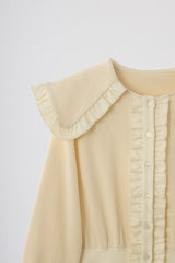 sailor color frill rib cardigan