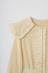 sailor color frill rib cardigan