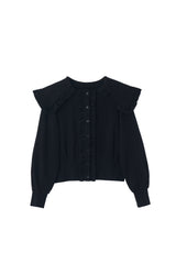sailor color frill rib cardigan