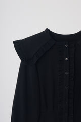 sailor color frill rib cardigan