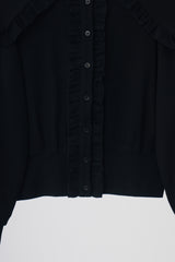 sailor color frill rib cardigan