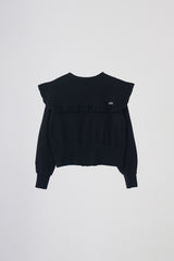 sailor color frill rib cardigan