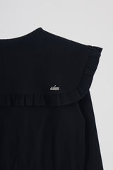 sailor color frill rib cardigan