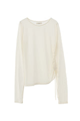 drawstring sheer long sleeve tops
