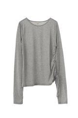 drawstring sheer long sleeve tops