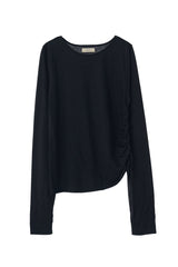 drawstring sheer long sleeve tops