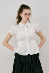 frill collar peplum blouse