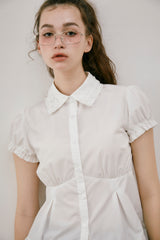 frill collar peplum blouse