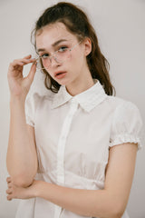 frill collar peplum blouse