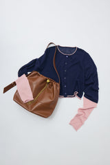 bicolor sheer knit cardigan