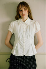 frill collar peplum blouse