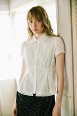frill collar peplum blouse