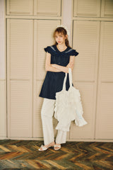 big ribbon frill tote bag