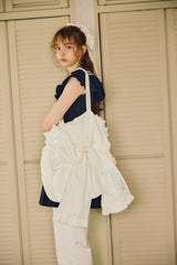 big ribbon frill tote bag