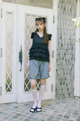 sheer frill tiered blouse