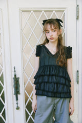 sheer frill tiered blouse
