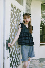 sheer frill tiered blouse