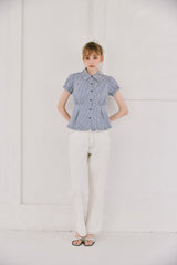 frill collar peplum blouse