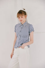 frill collar peplum blouse
