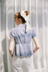 frill collar peplum blouse