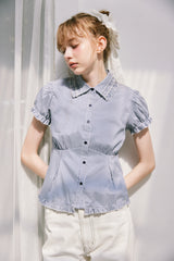frill collar peplum blouse