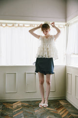 sheer frill tiered blouse