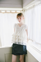 sheer frill tiered blouse
