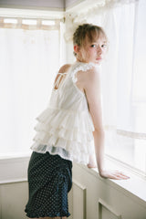 sheer frill tiered blouse
