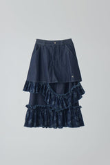 damage frill denim skirt