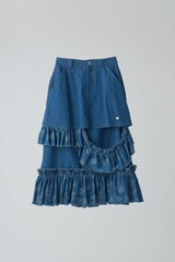 damage frill denim skirt