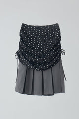 drawstring check pleats skirt