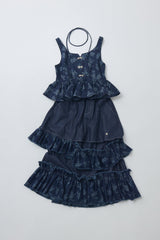 damage frill denim skirt