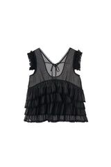 sheer frill tiered blouse