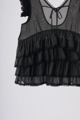 sheer frill tiered blouse