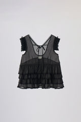sheer frill tiered blouse