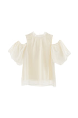 open shoulder ribbon blouse