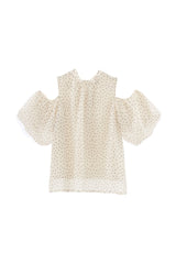 open shoulder ribbon blouse