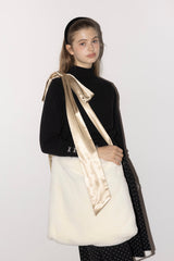 fur big ribbon tote bag