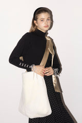 fur big ribbon tote bag