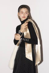 fur big ribbon tote bag