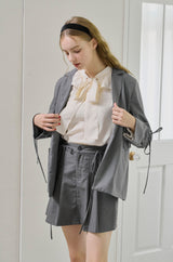 bowtie ribbon frill blouse