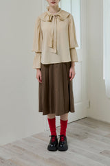 bowtie ribbon frill blouse