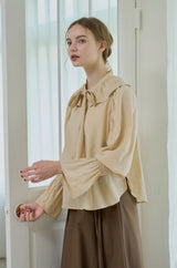 bowtie ribbon frill blouse