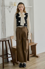 bowtie ribbon frill blouse