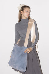 fur big ribbon tote bag